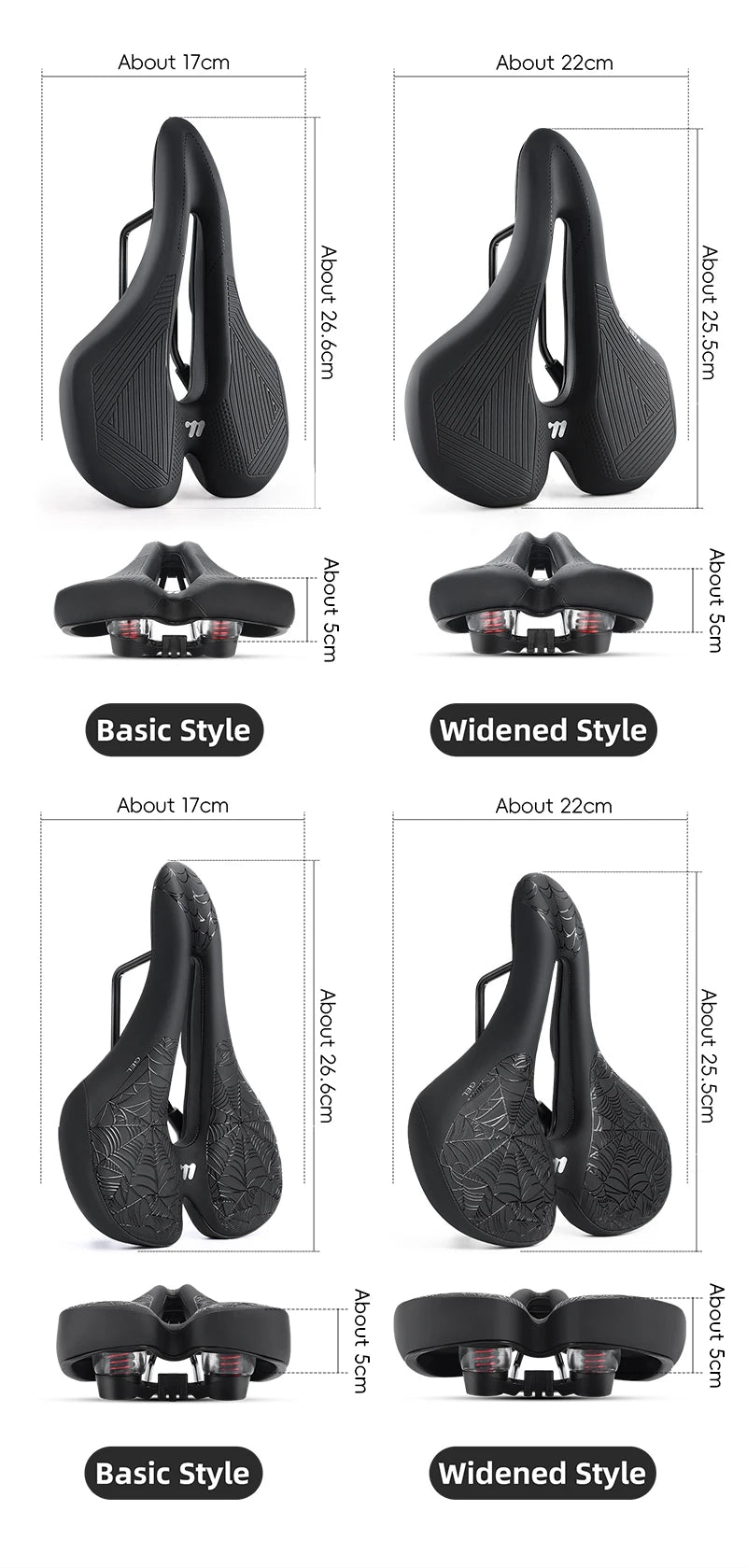 WEST BIKING Bicycle Saddle Comfortable Shockproof Bike Seats with Spring Shock Absorber MTB Road Bike Hollow Breathable Cushion