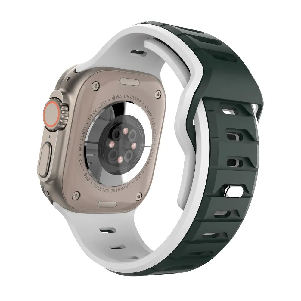 Sports Silicone Band for Apple Watch Strap 46mm 42mm 49mm 44mm 40 45mm Two-tone Watchband for iWatch 11 10 9 8 7 6 5 4 SE Ultra