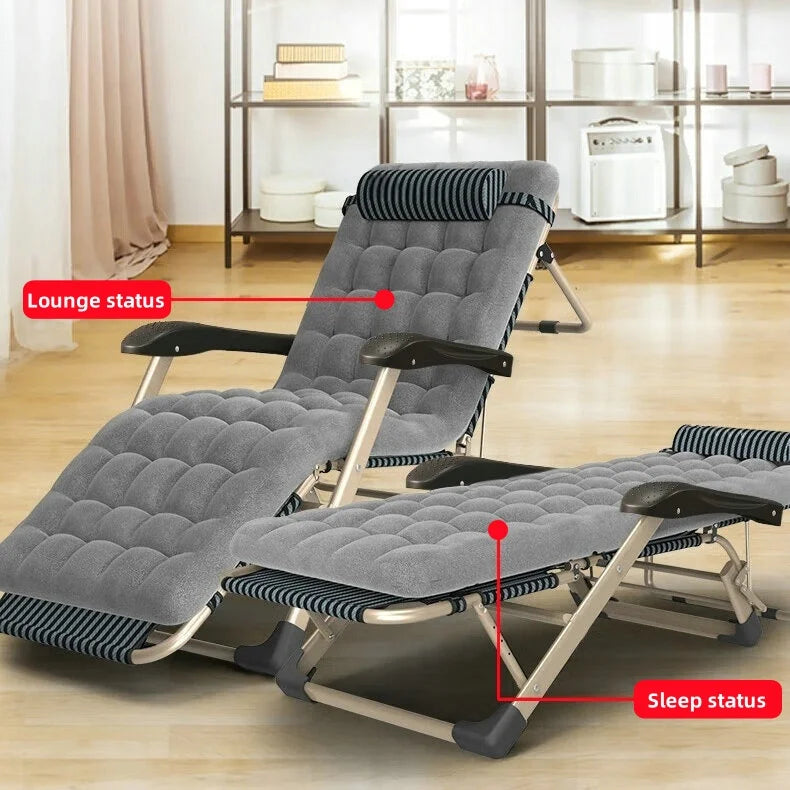 Outdoor Portable Folding Sun Lounger Recliner Chair With Soft Cushion For Garden Camping Beach Gravity Lounge Chair Steel Frame