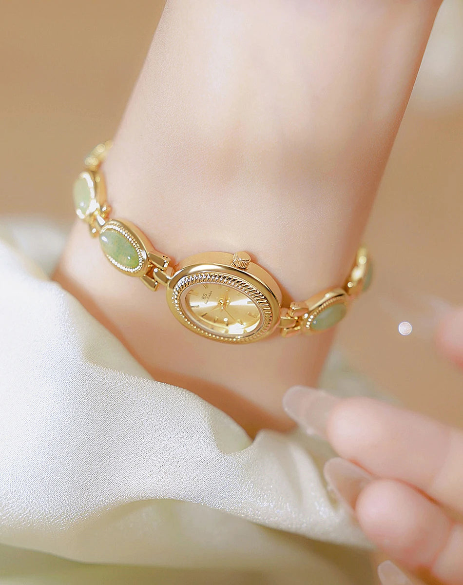 High-end Luxury Ladies Watches Elegant Green Jewelry Jade Quartz Bracelet Wristwatch gifts for women 2025 Fashion dress Watch
