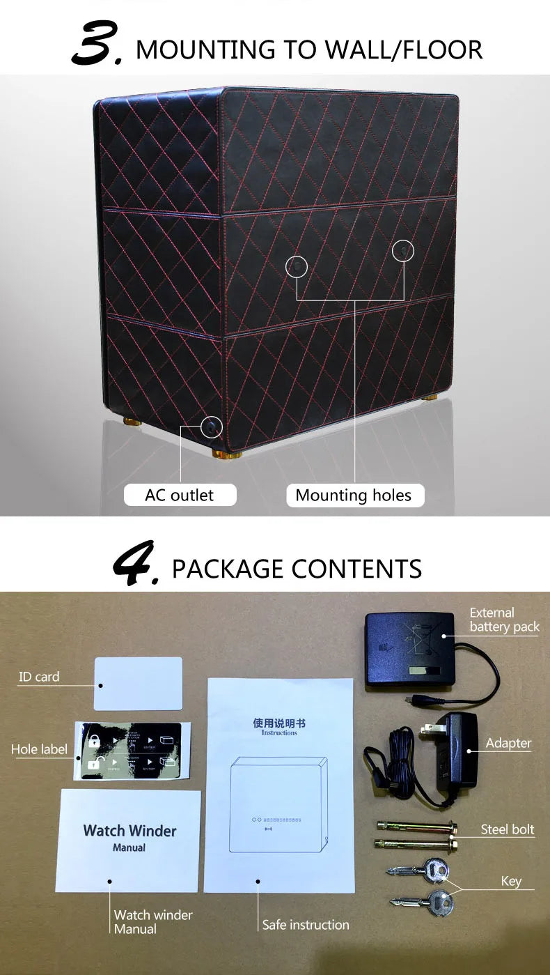 Watch Winder Explosion proof Glass Watch Safe German Mechanical Watch Box 6-9-12 Table Position Automatic Shaking Watch Safe Con