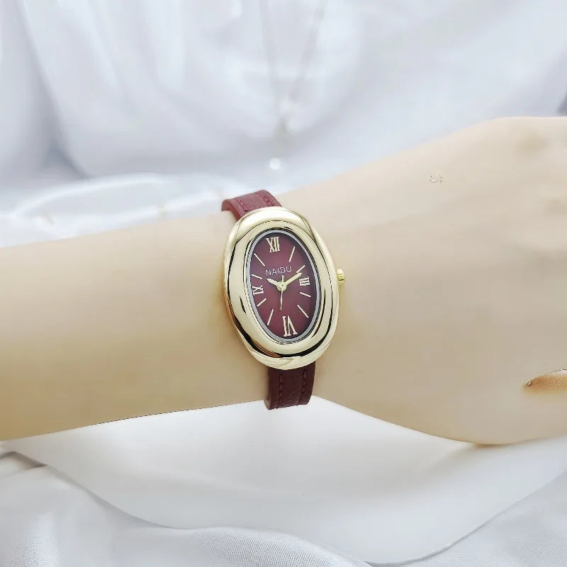 Luxury Pigeon Egg Dial Women's Quartz Watch Vintage Leather Strap Wristwatches Gift Clock Dropshipping Reloj Mujer Montre Femme