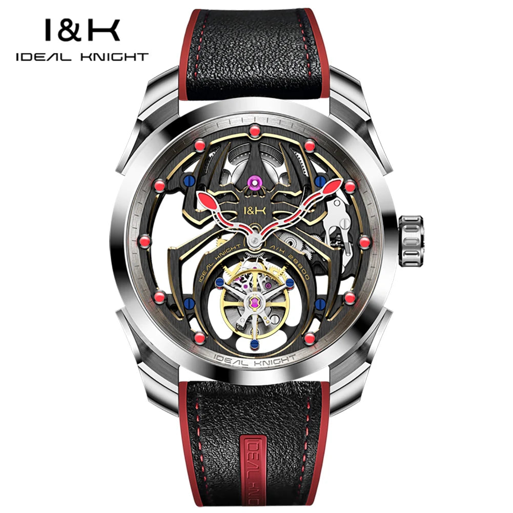 IDEAL KNIGHT 6802 Tourbillon Watch For Men Transparent Skeleton Mechanical Wristwatch Man Luxury Top Brand Limited Edition Watch