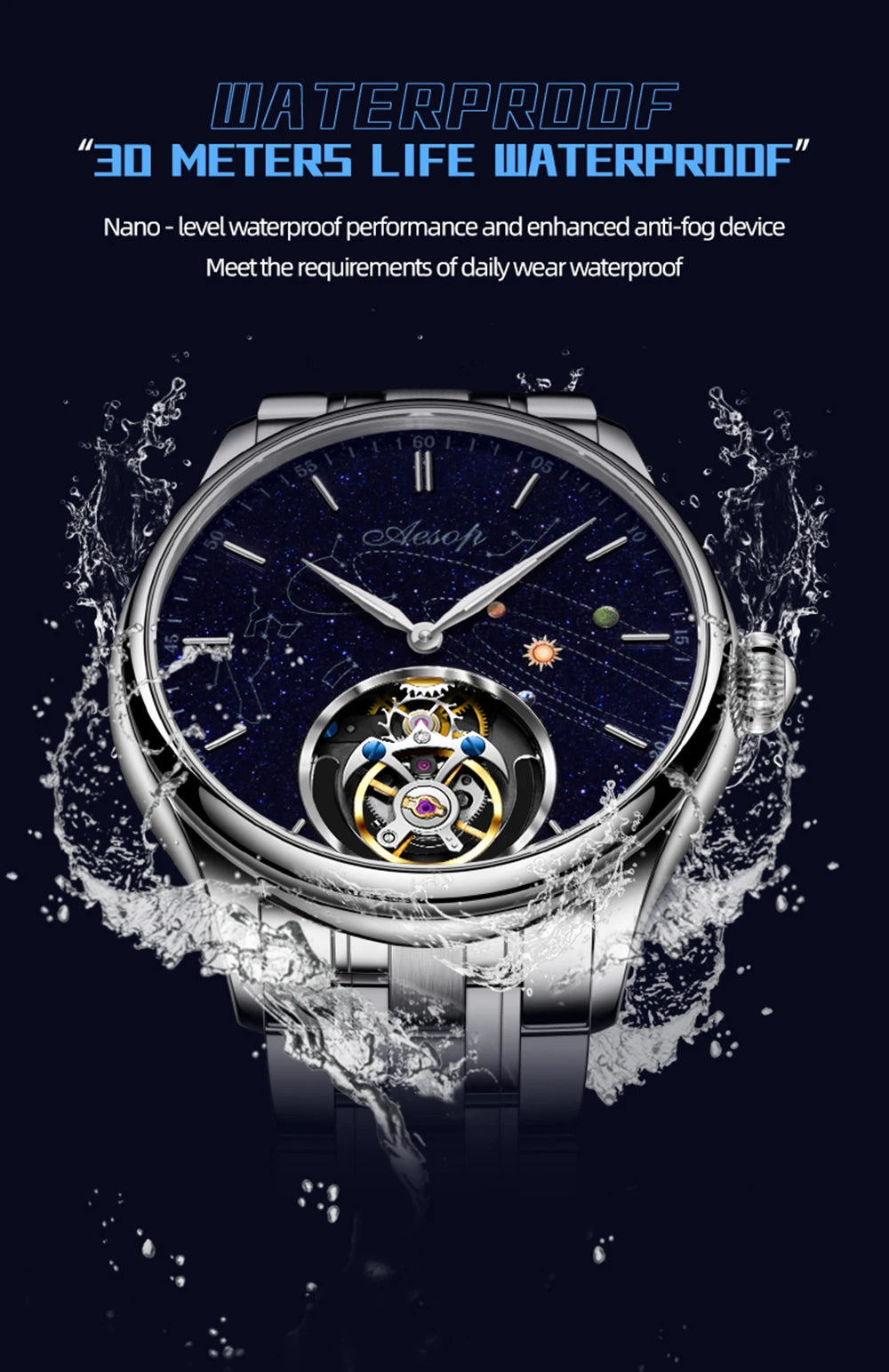 AESOP Original Flying Tourbillon Watches for Men Mechanical Skeleton Tourbillon Movement Fashion Wrist Watch Mens Sapphire 2025