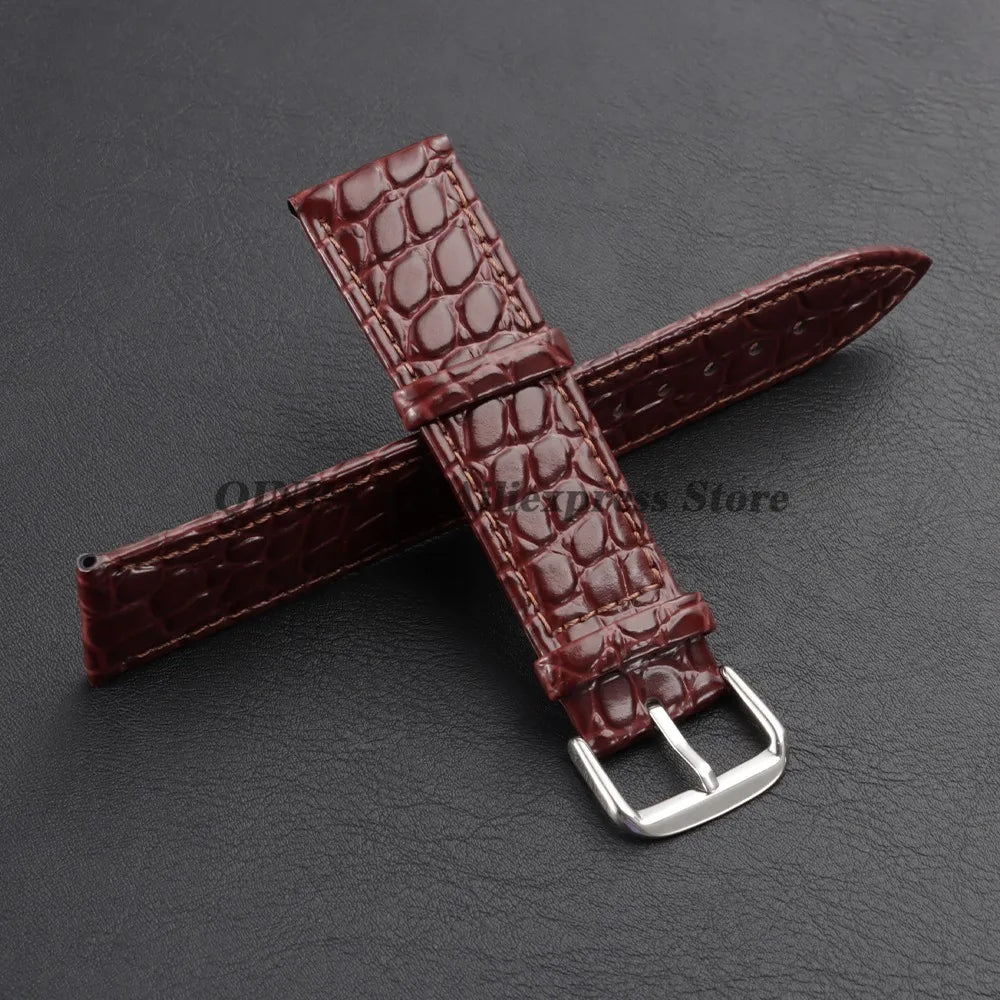 10/12/13/14/16/18/19/20/21/22mm Soft Cowhide Leather Watch Bands Crocodile Pattern Design Watch Straps Casual Business Bracelets