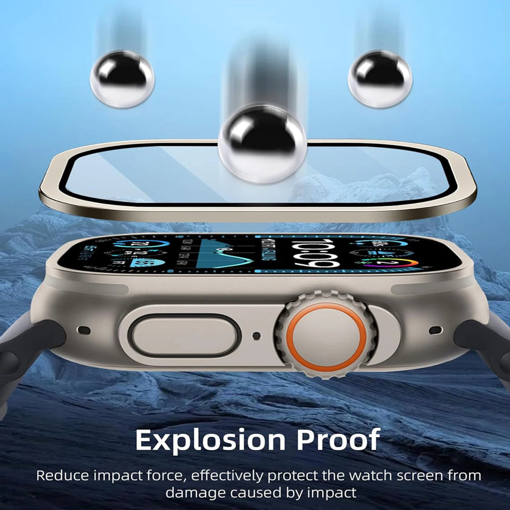 Aluminium Alloy Case+Tempered Glass for Apple Watch Ultra 3 2 1 Anti-Scratch Screen Protector for iWatch Ultra 2 49mm Cover Film