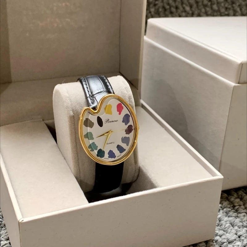 2026 Hot Sale Retro Niche Art sketching board Design Leather Quartz Square Exquisite and Versatile Pointer Watch 29mm