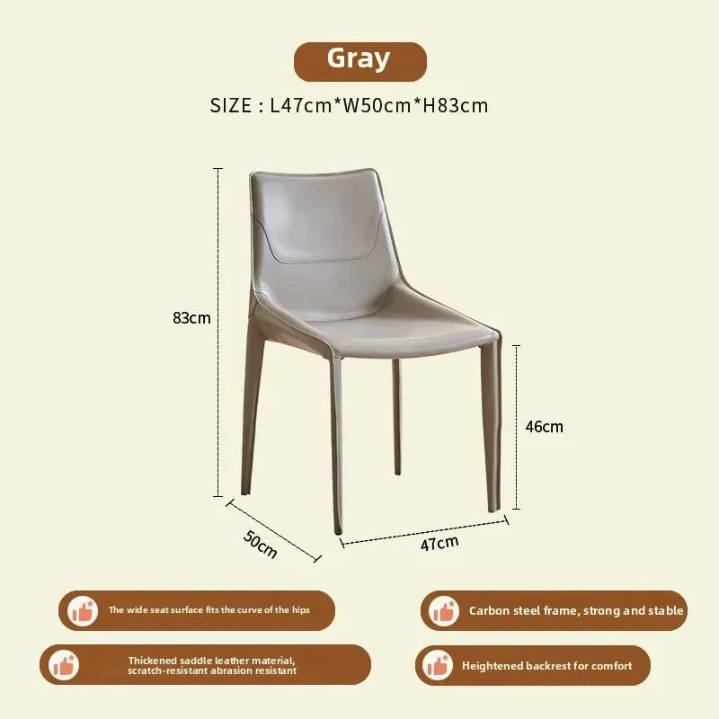 Leather Meeting Sedentary Dining Chair Luxury Backrest Comfortable Simple Dining Chair Hotel Restaurant Cadeiras Home Furniture