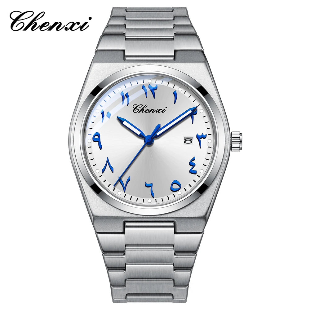 CHENXI Eastern Arabic Numerals Men's Wristwatch Business Casual Luminous Watches for Men Calendar Waterproof Quartz Man Watch