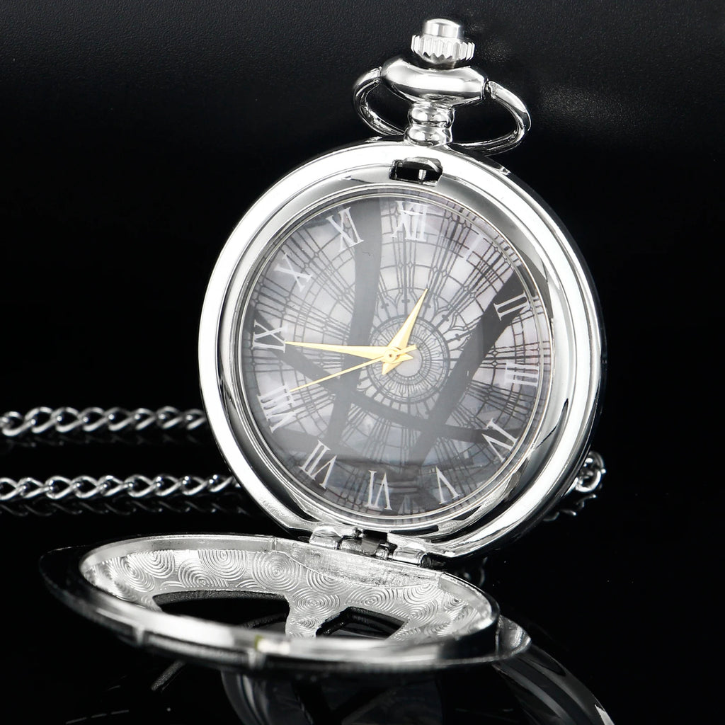 Vintage Bronze Eye Round Case Shape Quartz Pocket Watch Jewelry Pendant Necklace Chain Gifts for Men Women