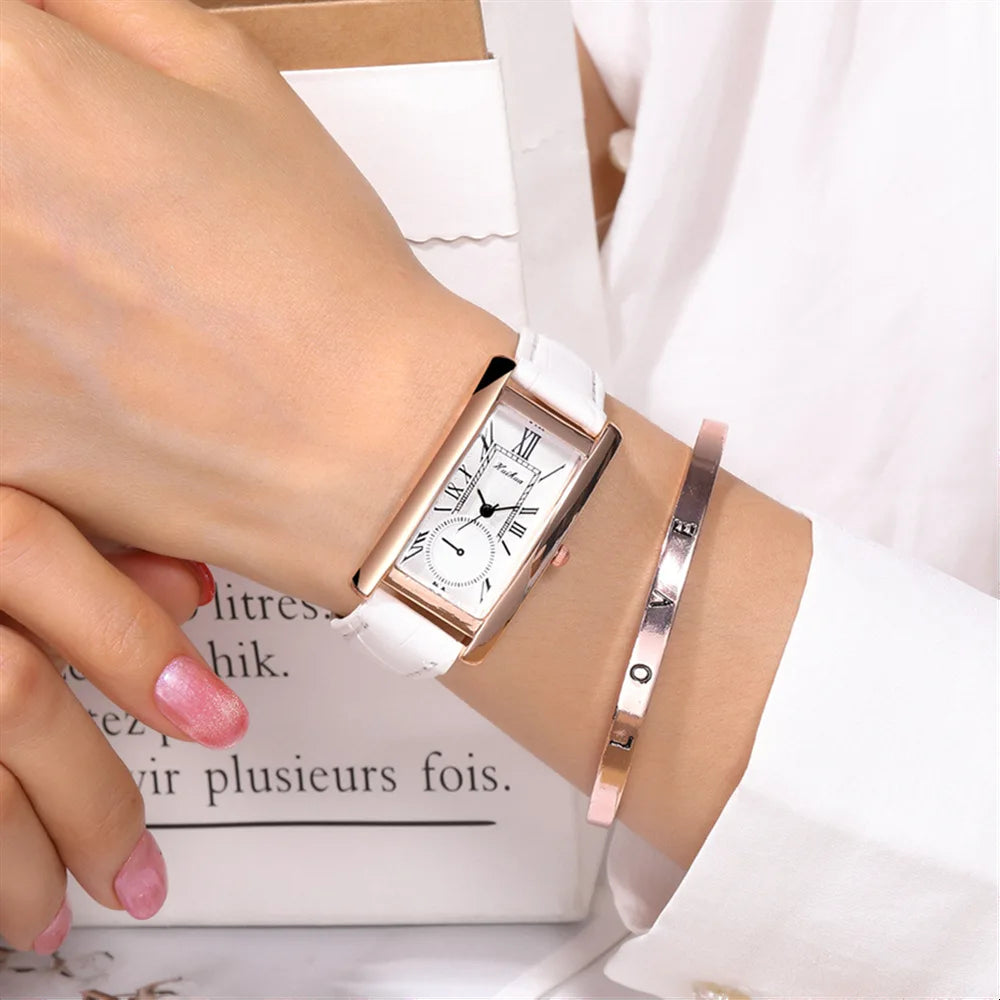 2025 New Fashion Thin Belt Watch Women's Rectangular Quartz Leisure Roman Scale Women's Watch