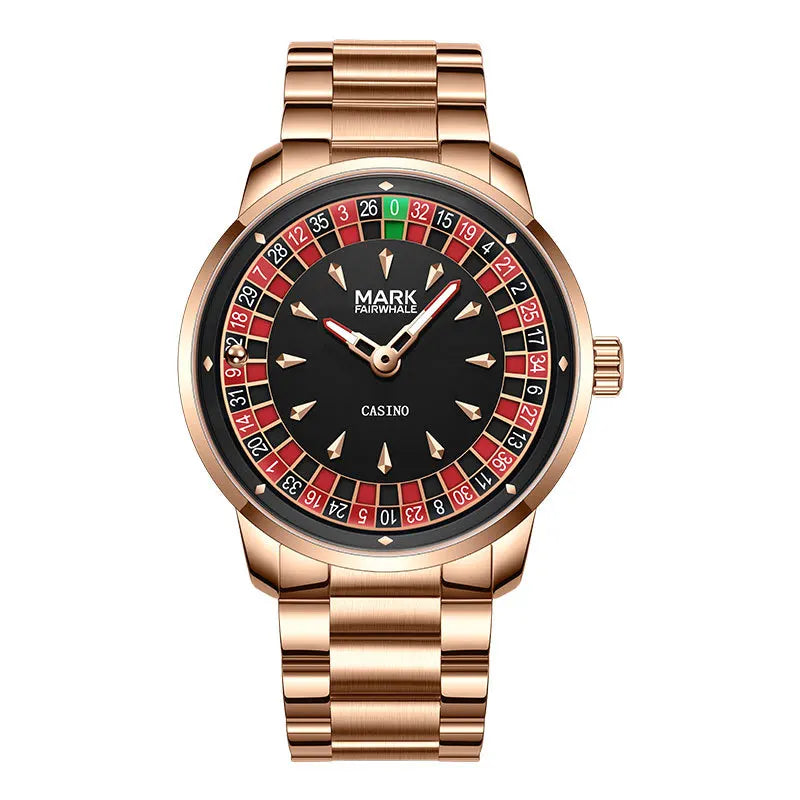 Mark Fairwhale 2025 New Fashion Men Quartz Watch Arabic numerals Rotating Dial Roulette Luminous Waterproof Men's Wristwatch