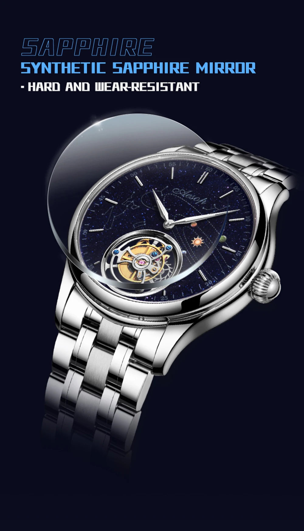 AESOP Original Flying Tourbillon Watches for Men Mechanical Skeleton Tourbillon Movement Fashion Wrist Watch Mens Sapphire 2025