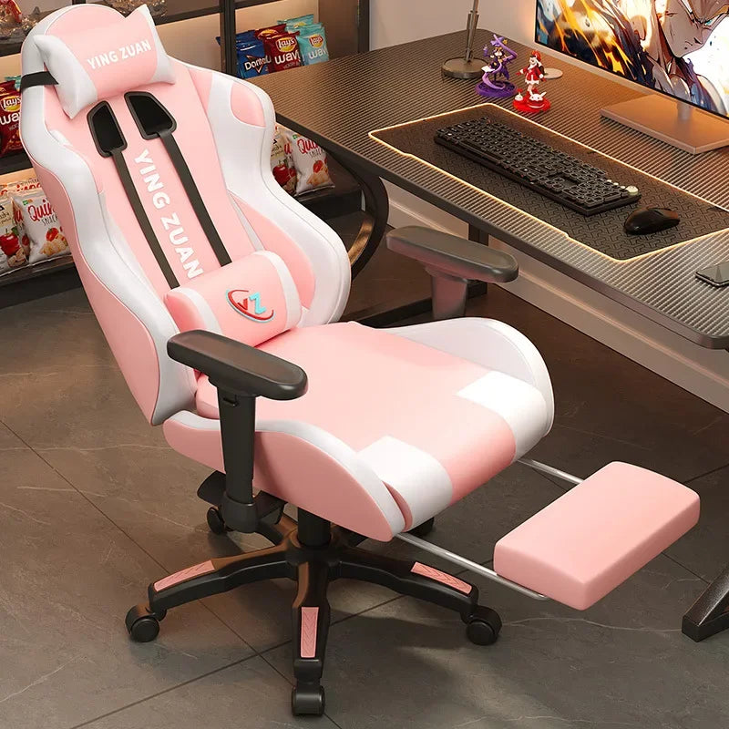 AOLIVIYA Game Chair Ergonomic Bedroom Office Computer Chair Lifting Rotating Armrest with Pedal Student Study Chair