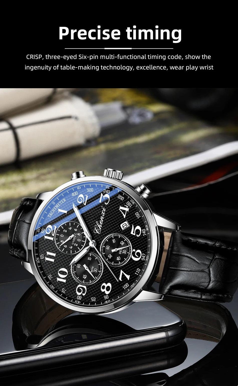 CHENXI Watches For Men Multi-functional Quartz Man Watch Calendar Luminous Chronograph Men's Wristwatches Gifts