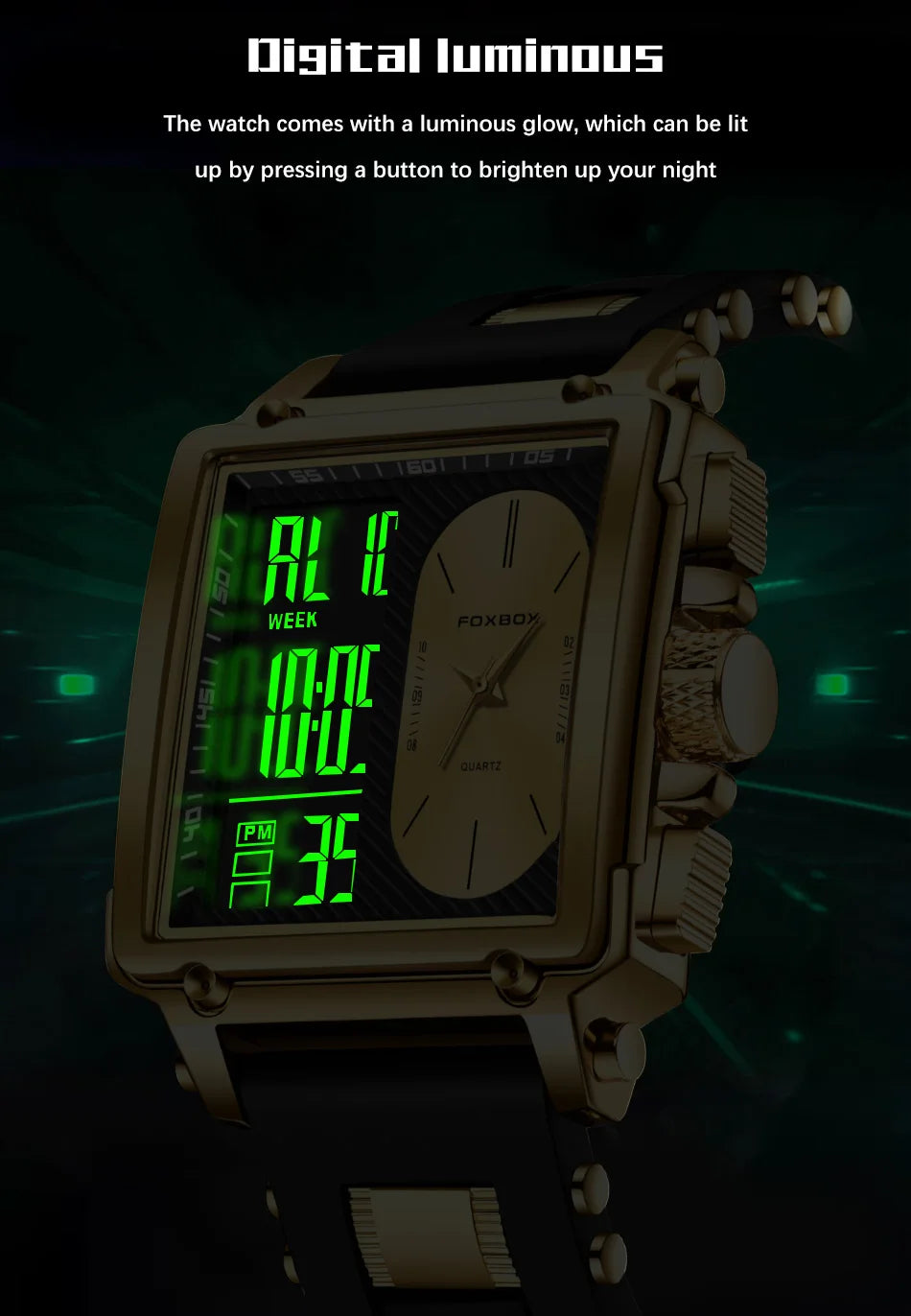 LIGE Fashion Square Digital Watch Men Casual Sports Waterproof Men's Quartz Wristwatch FOXBOX Top Brand Luxury Chronograph Watch