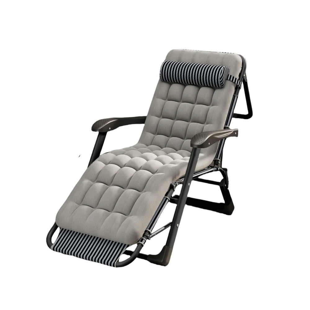 Outdoor Portable Folding Sun Lounger Recliner Chair With Soft Cushion For Garden Camping Beach Gravity Lounge Chair Steel Frame