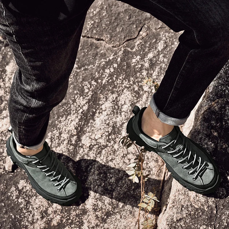 Genuine Leather Mens Sneakers Luxury Handmade Casual Shoes Fashion Designer Outdoor Walking Shoes New Male Skateboard Footwear