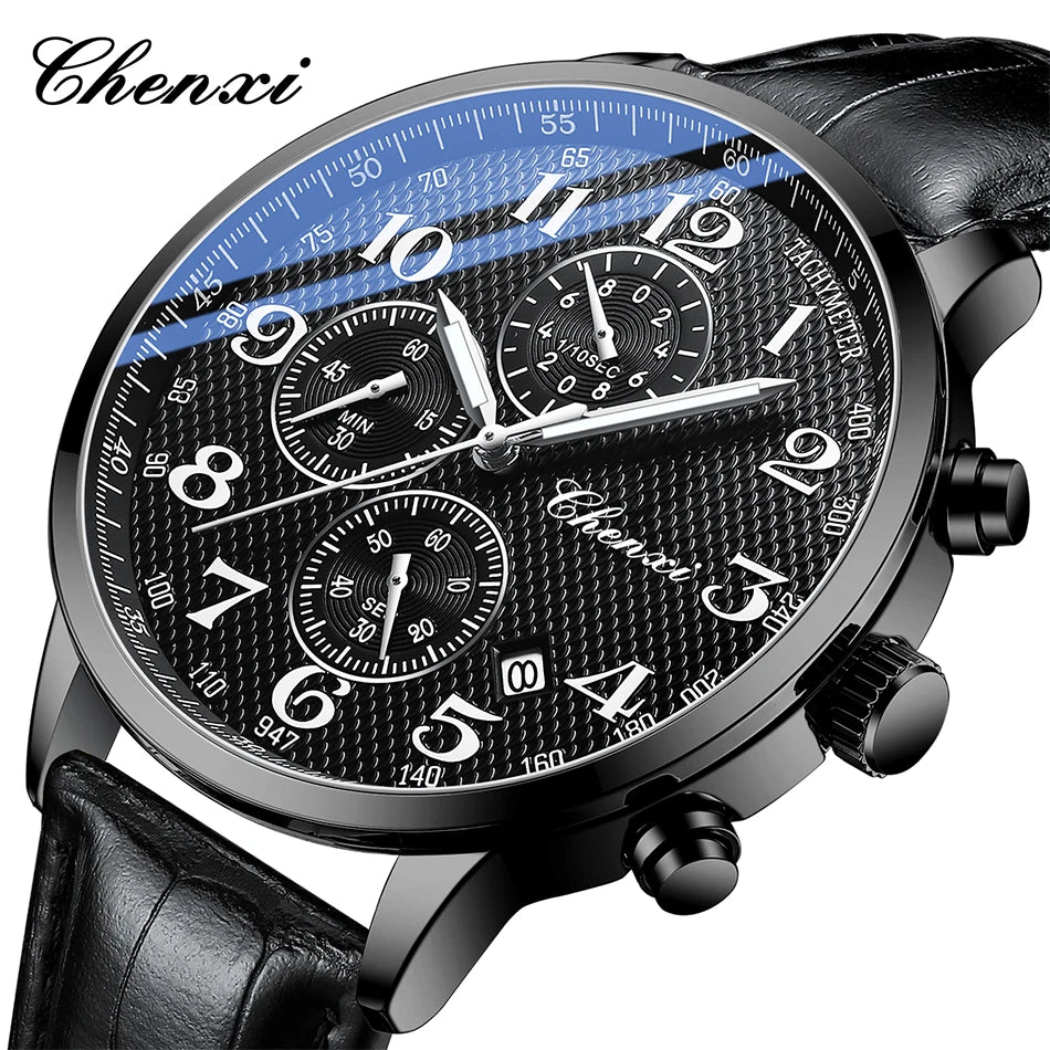 CHENXI Watches For Men Multi-functional Quartz Man Watch Calendar Luminous Chronograph Men's Wristwatches Gifts