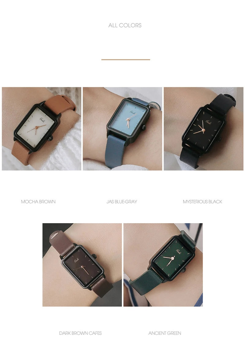 GEDI Watches for Woman Vintage Niche Elegant Waterproof Leather Watches Ladies Quartz Square Women's Wristwatches