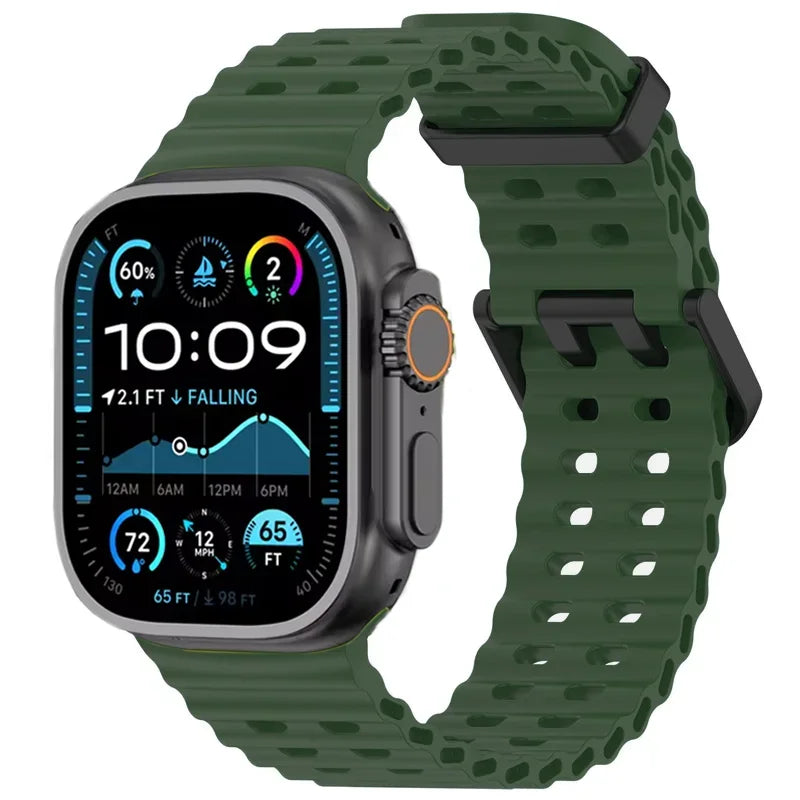 Ocean Silicone Strap for Apple Watch Band Ultra 3/2/1 49mm Series 11 10 46mm Comfortable Band IWatch 9 8 7 6 5 4 SE3 45mm 44mm