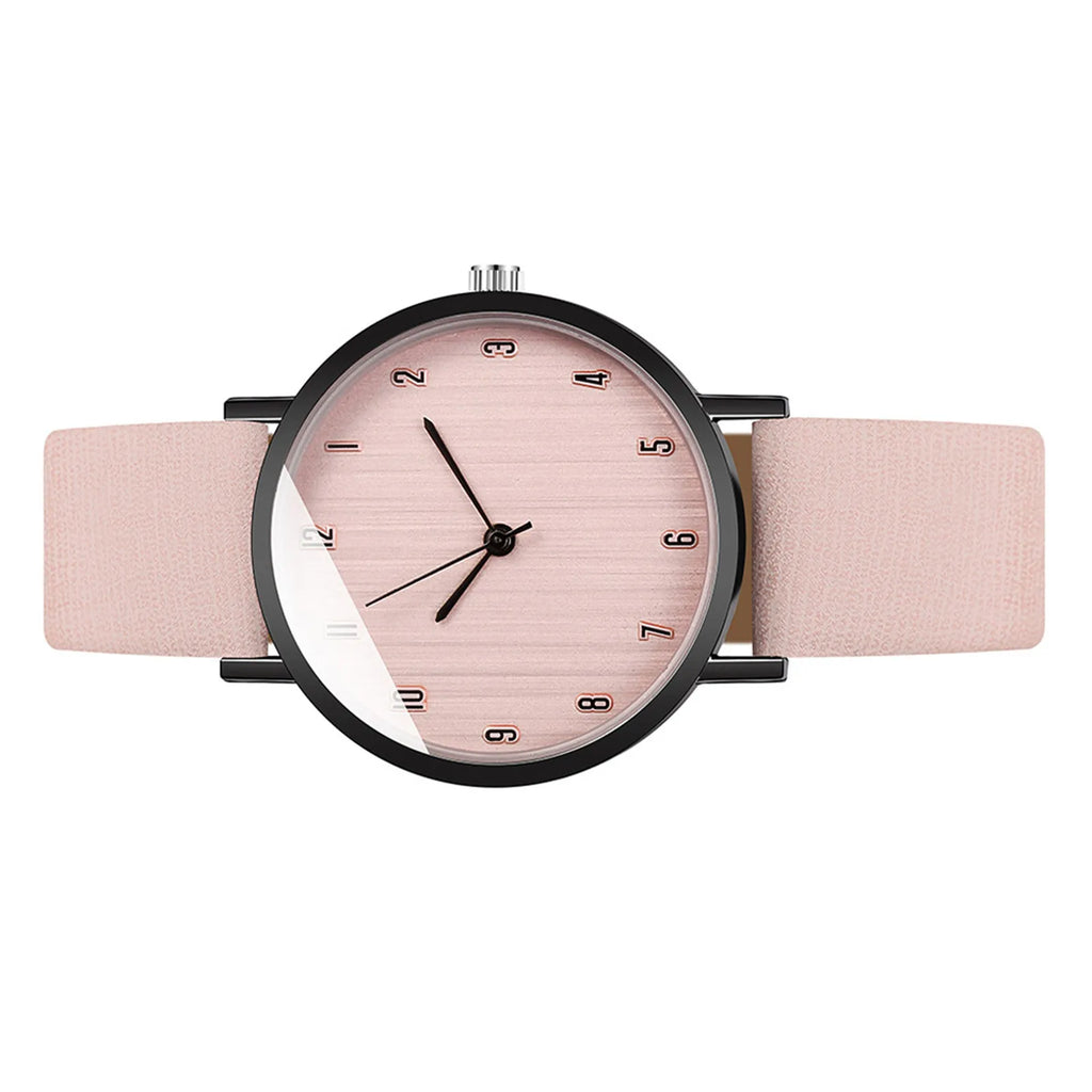 Quartz Wrist Watch for Women Simple Classic Design Wood Pattern Dial Precise Movement Stylish Strap Fashionable Everyday