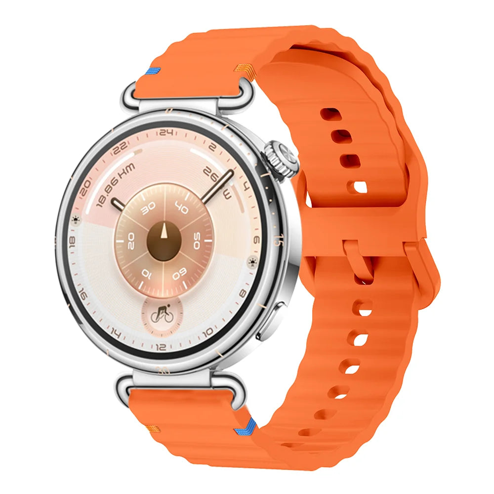 18/20/22mm Sports Wave Silicone Strap For Huawei Watch GT6-5-4 41mm 5 GT5 Pro 42mm Bracelet Wristband For Xiaomi Watch S4 41mm