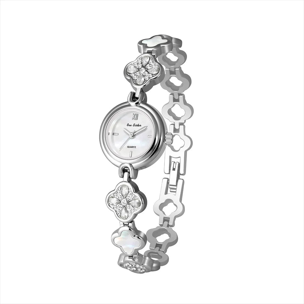 Women's Watch Natural Blue Shell Dial Bracelet Elegant Crystal Dress Watches for Women Fashion Luxury Small Quartz Ladies Clock