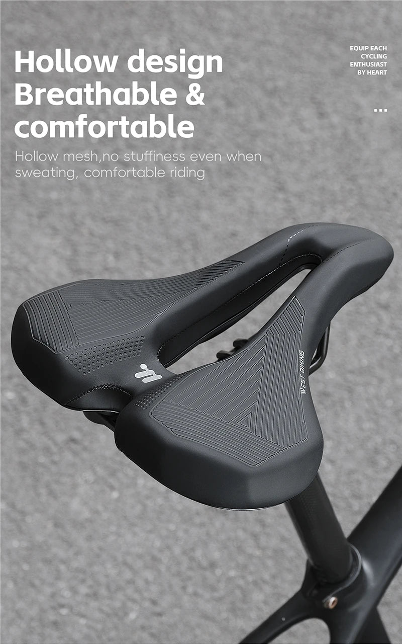 WEST BIKING Bicycle Saddle Comfortable Shockproof Bike Seats with Spring Shock Absorber MTB Road Bike Hollow Breathable Cushion