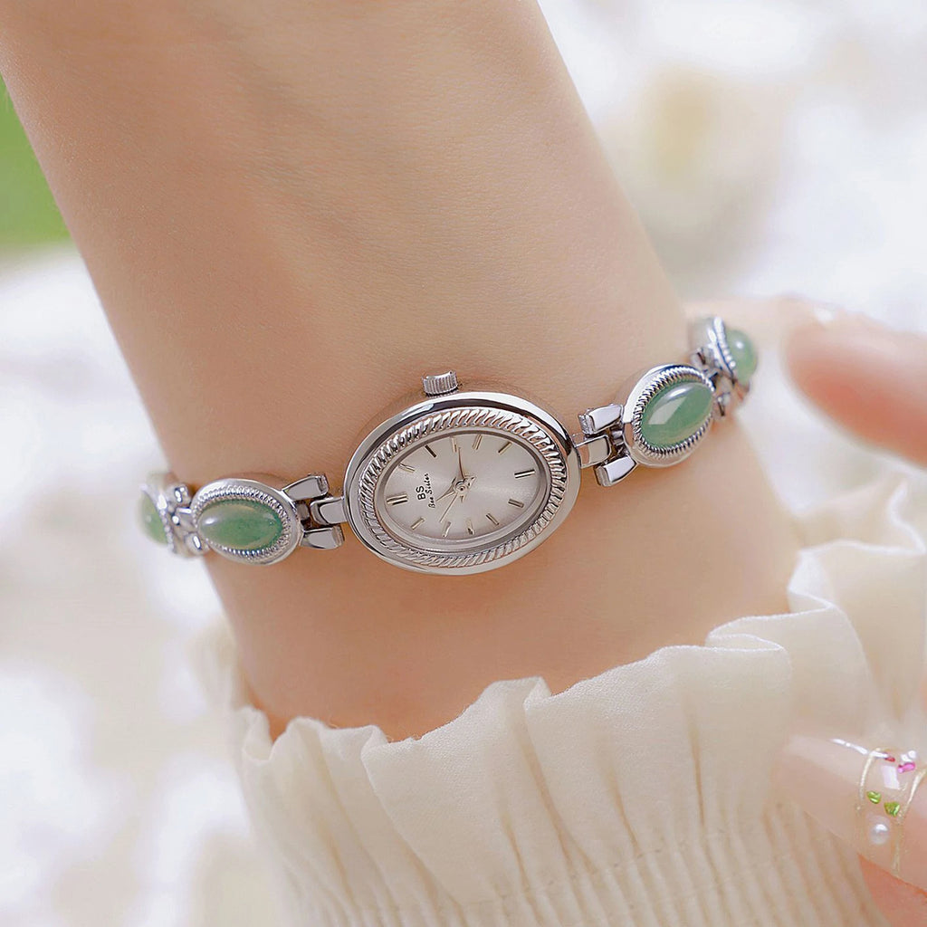 High-end Luxury Ladies Watches Elegant Green Jewelry Jade Quartz Bracelet Wristwatch gifts for women 2025 Fashion dress Watch