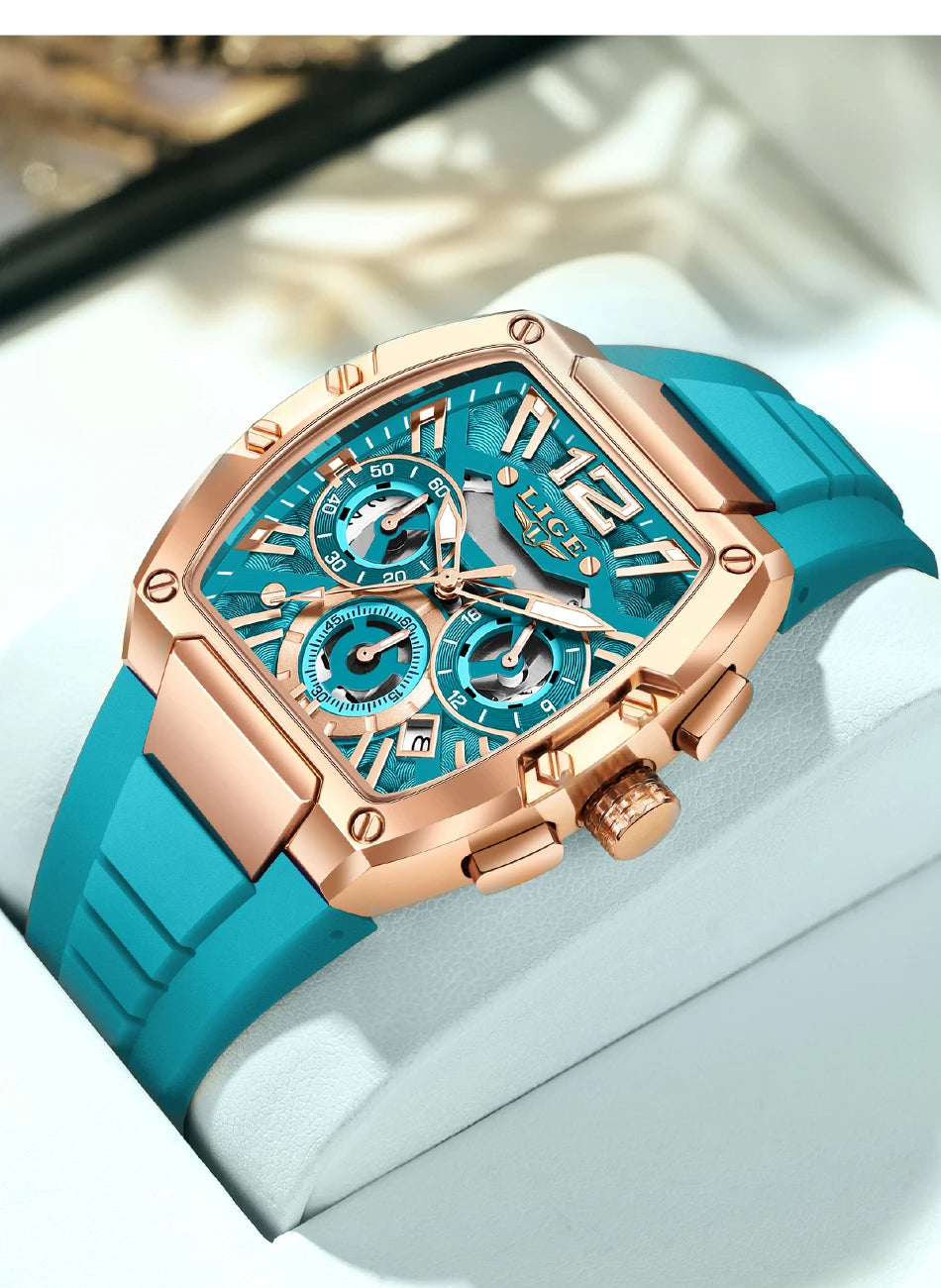 LIGE Original Brand Fashion Mens Watches Sport Military Chronograph Calendar Silicone Strap Quartz Wristwatch Relogio Masculino