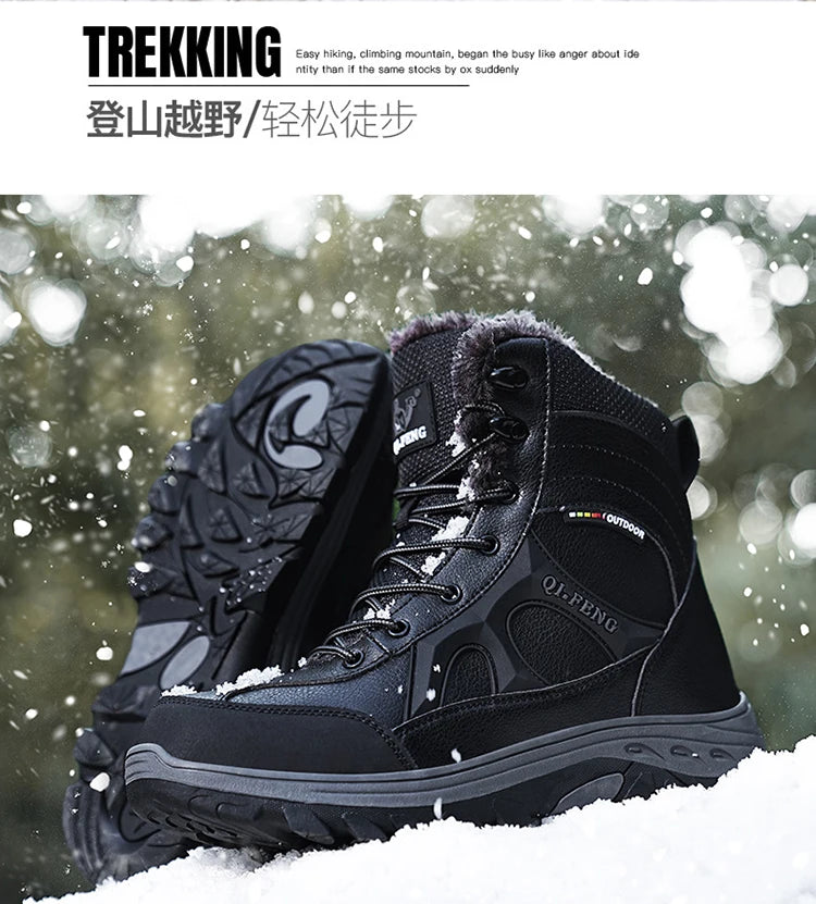 New Men Winter Outdoor Hiking Boots Plus Size 47 Snow Boots Men Training Work Boots Waterproof Slip-Resistant Keep Warm Fashion