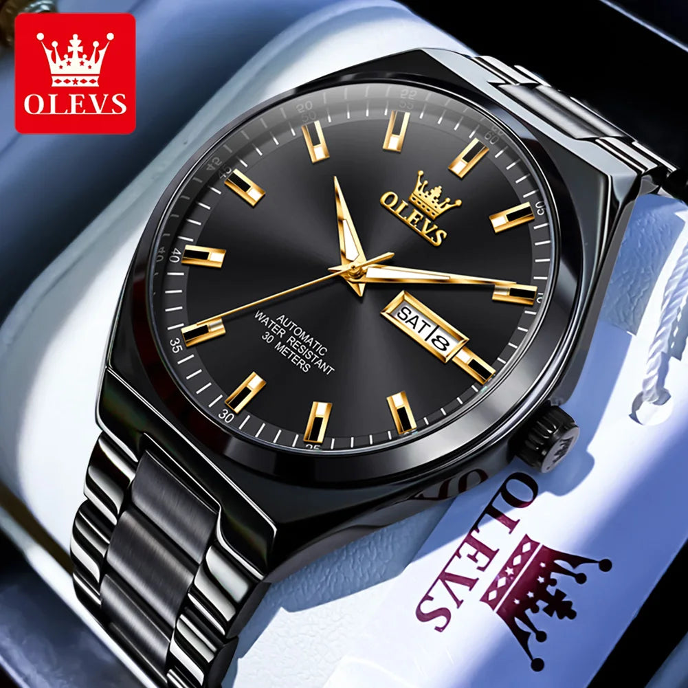 OLEVS 9907 NEW Business Watch for Men Fully Automatic Mechanical Movement Classic Date Week High-end Luxury Wrist watch for Men