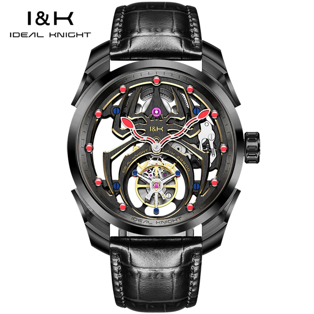 IDEAL KNIGHT 6802 Tourbillon Watch For Men Transparent Skeleton Mechanical Wristwatch Man Luxury Top Brand Limited Edition Watch