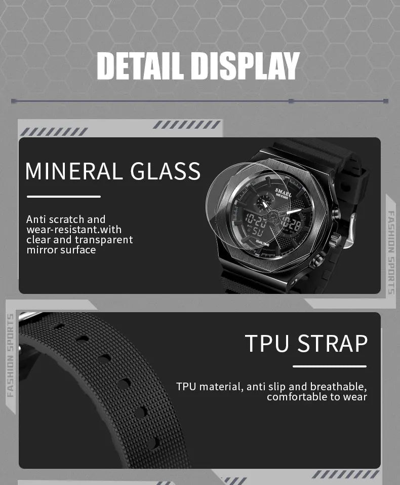 SMAEL Sport  Watches Women  50M Waterproof Lady Watches Pink Lover Gifts 8102 Dual Time Diaplay Watches Digital LED Back Light
