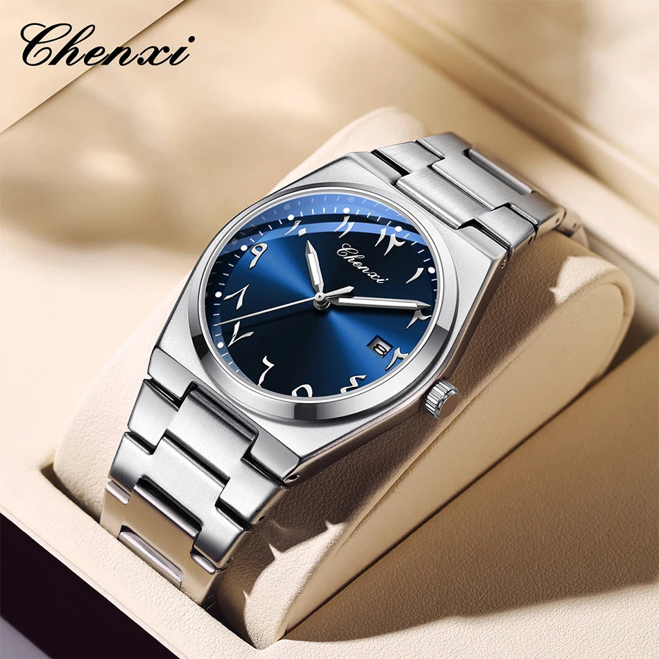 CHENXI Eastern Arabic Numerals Men's Wristwatch Business Casual Luminous Watches for Men Calendar Waterproof Quartz Man Watch