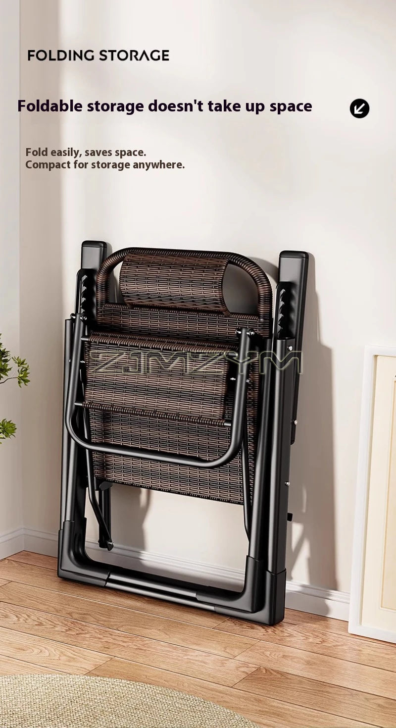 Folding Adjustable Backrest Recliner Comfortable Armchair Patio Nap Balcony Home Leisure Rattan Seating Lounge Chair
