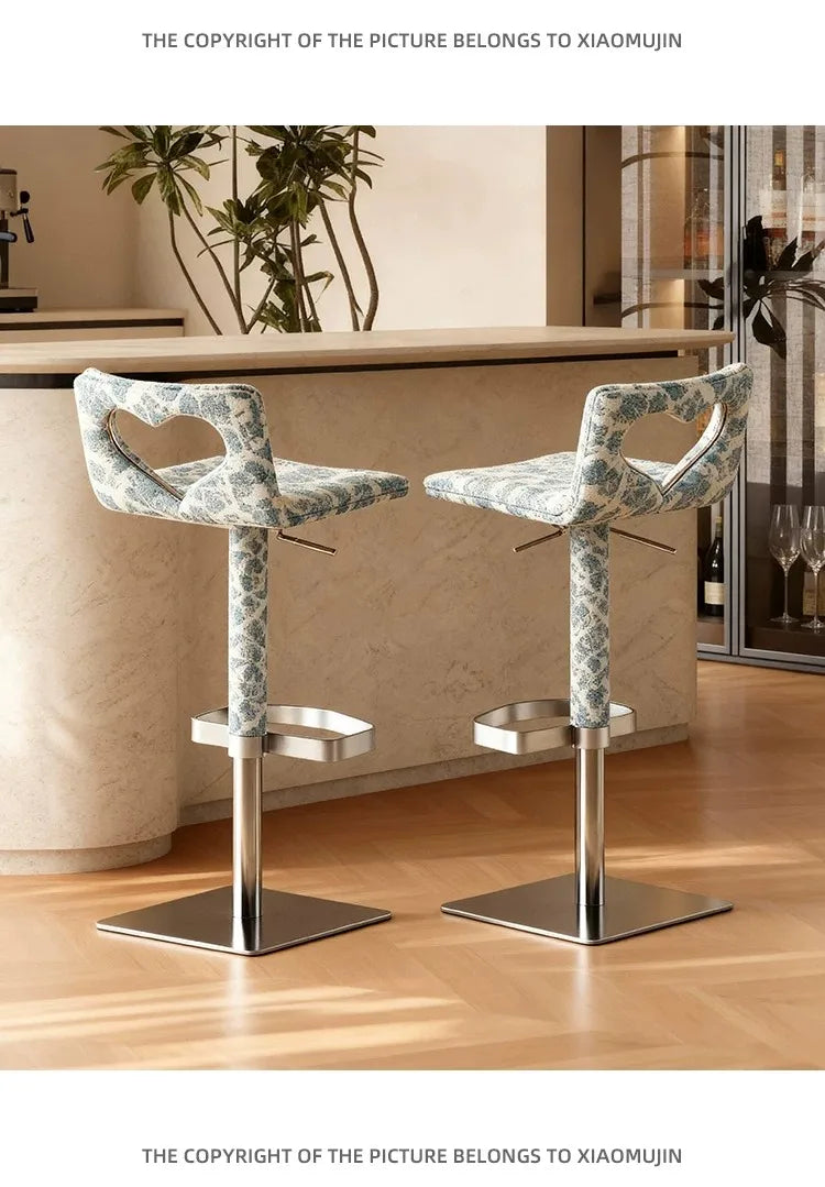 Minimalist Italian-Style Bar Stool by Xiaomujin, Suitable for Designer Villas, Living Rooms, and Dining Rooms, Dopamine Island Chair, Adjustable Height High Stool