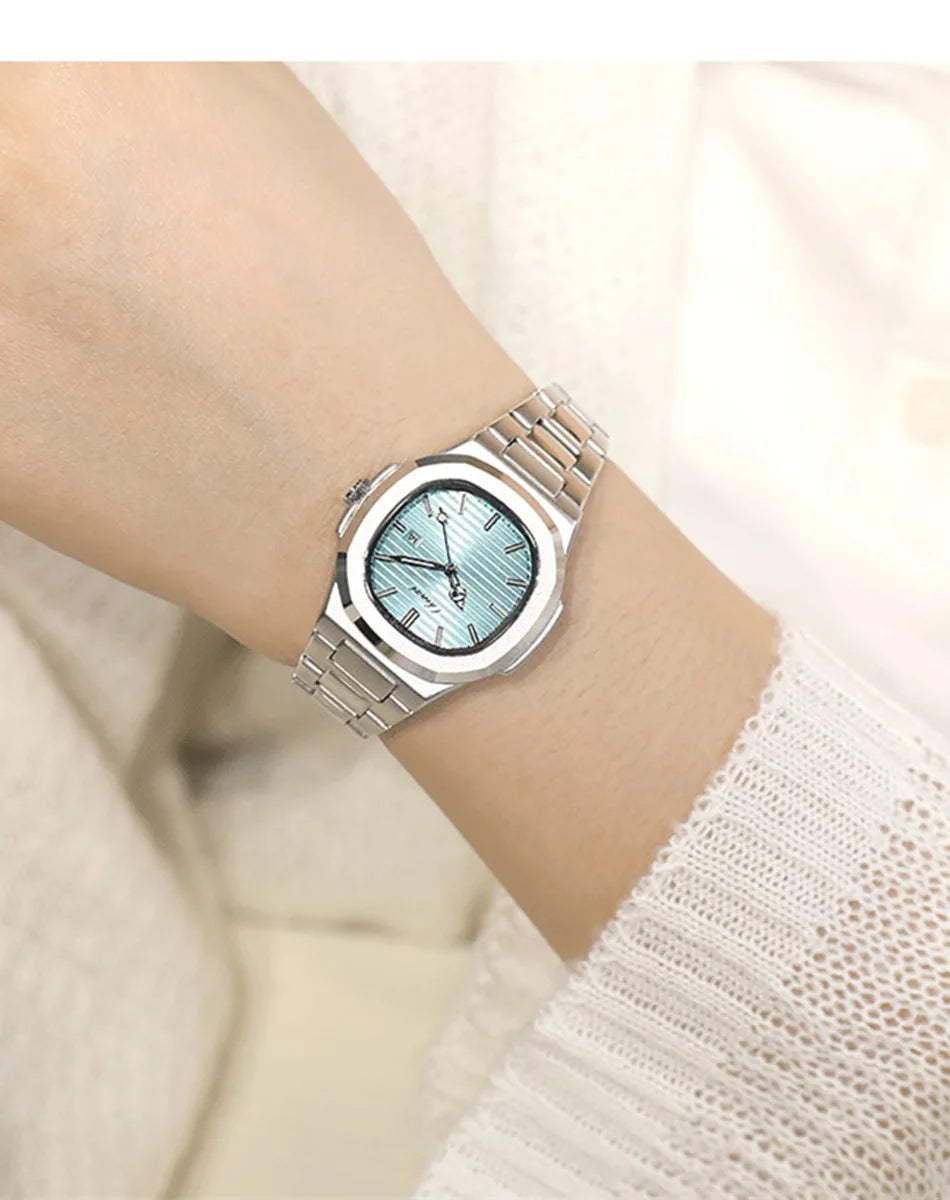 Watches For Woman Fashion Date Luminous Quartz Watch Silver Stainless Steel Clock Women's Stainless Steel Watch Waterproof
