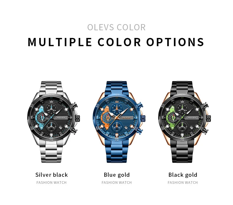 OLEVS 2993 Brand original authentic watches for man luxury Sports chronograph calendar steel band quartz men's watch