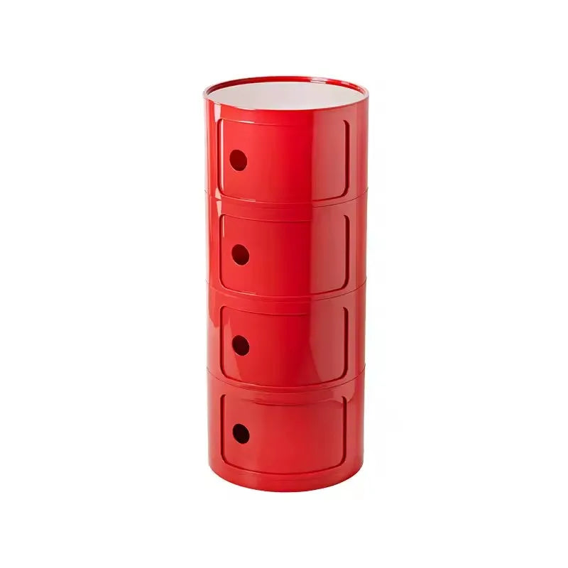 Plastic Round Bedside Nightstand with Drawers Practical Storage Box Cabinet Nightstand Chic Decor for Bedroom Living Room