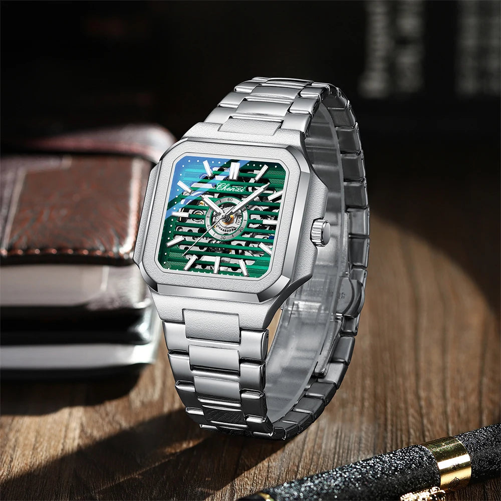 CHENXI Mechanical Men's Watch High-end Square Dial Men Watches Fully Automatic Hollow Wristwatches Male Gifts