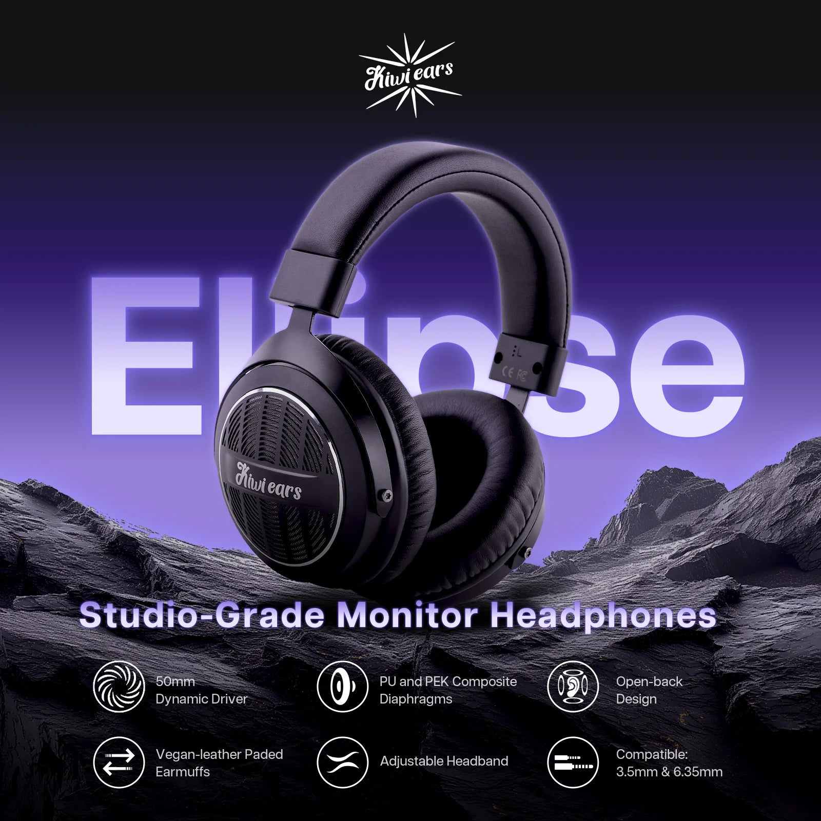 Linsoul Kiwi Ears Ellipse Studio-Grade Dynamic Driver Headphones with Comfortable Design and Dtachable Cable Design