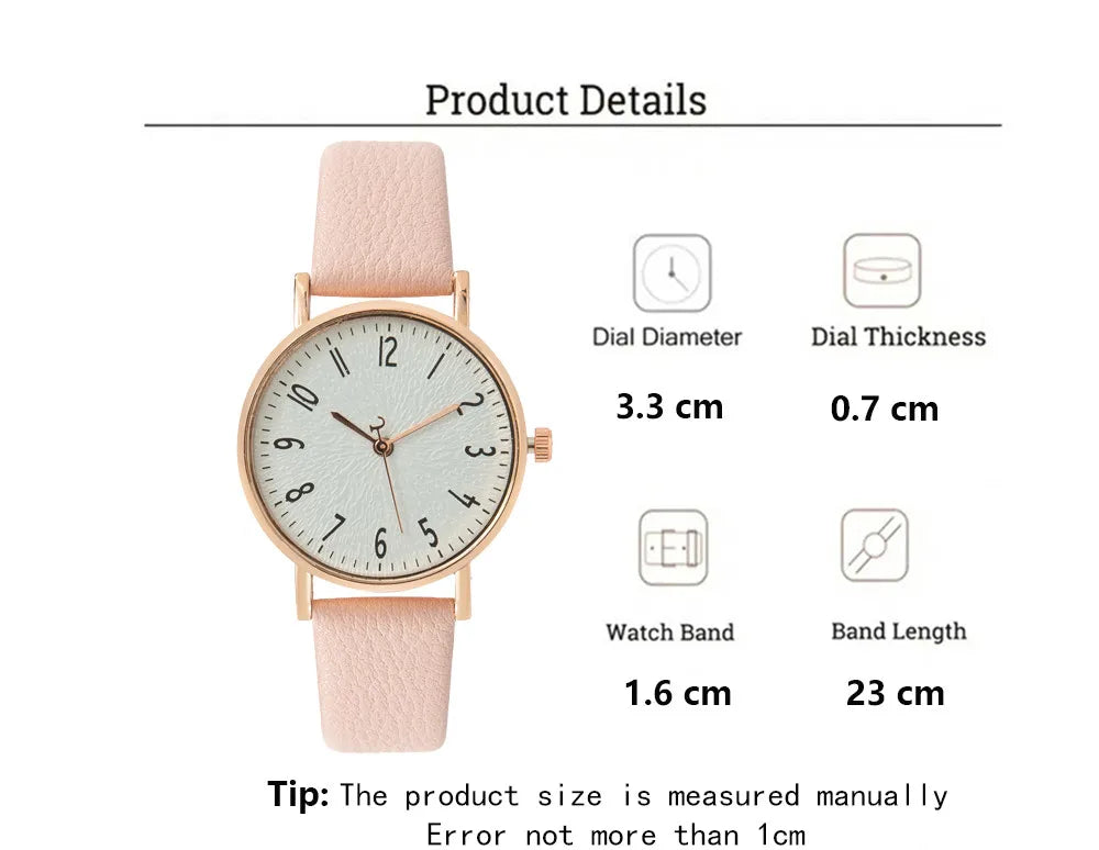 Fashion Ladies Digital Simple Brand Quartz Watch Hot 2023 New Casual Pink Leather Strap Women's Clock Dress Watches