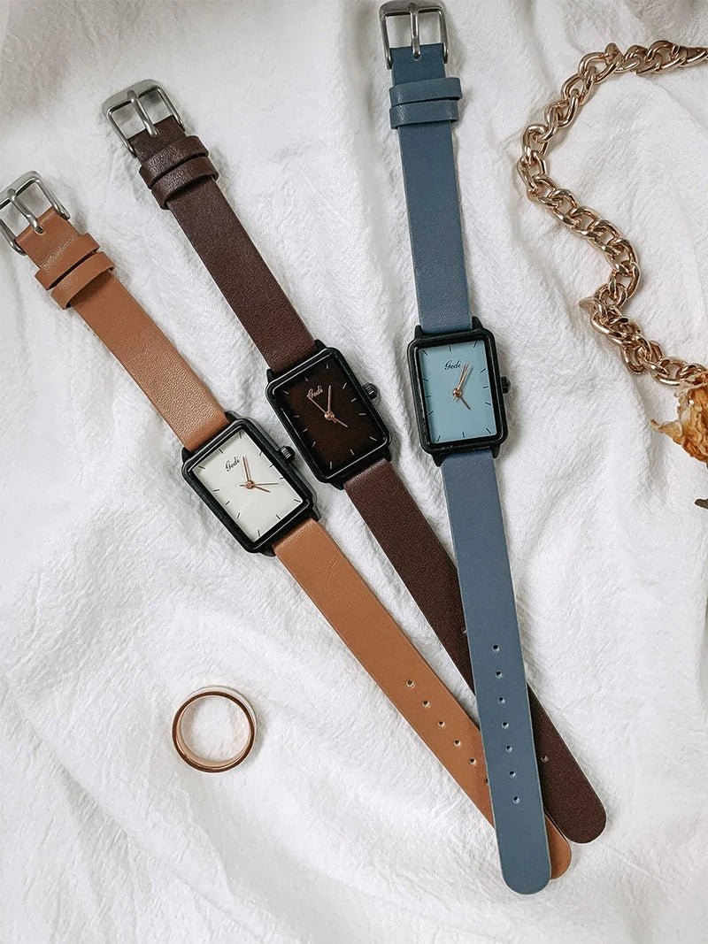 GEDI Watches for Woman Vintage Niche Elegant Waterproof Leather Watches Ladies Quartz Square Women's Wristwatches