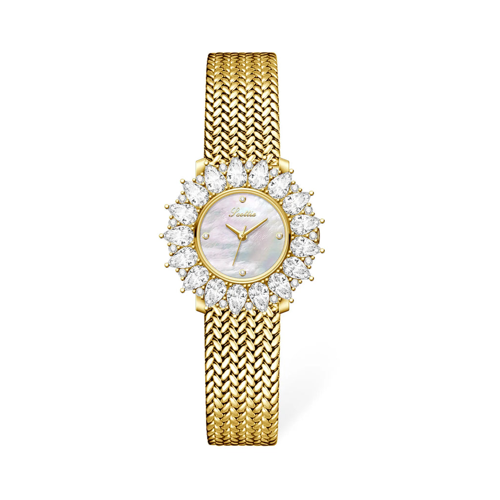 Women Watches for Girls Wrist Quartz Watch Sliver Gold Flower Diamond Orologio Ladies Vintage Wristwatch Stainless Steel Clock