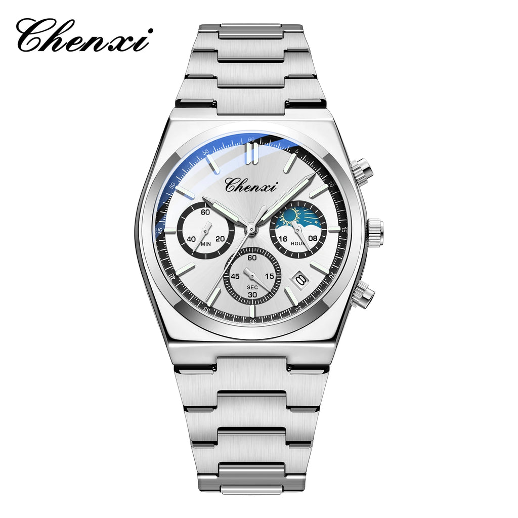 Men's Watches CHENXI 2025 High Quality Sports Chronograph Date Quartz Wristwatch Men's Watch Stainless Steel Waterproof Luminous