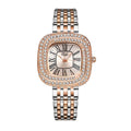 Ladies 2024 Square Roman Star Quartz Watch with Diamonds Stainless Steel Business Woman Clock Gift Wristwatch