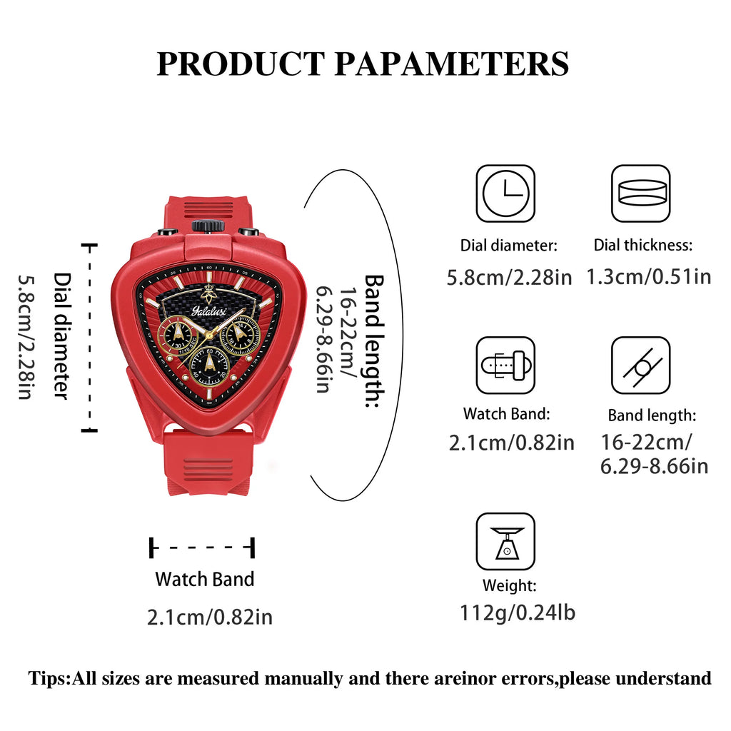 YaLaLuSi Men's Watch: Water-Resistant Quartz Bracelet Watch with Triangular Dial, Mechanical Dial, Gift Watch for Boys
