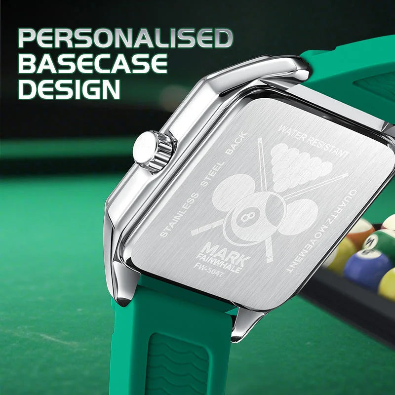 2025 New Original Watch For Man Sport Silicone Strap Waterproof Quartz Watch Fashion Men Billiards Design Green Wristwatch Boy